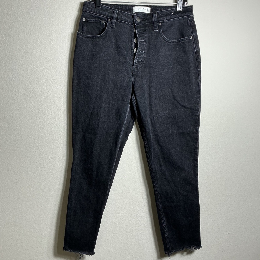 Abercrombie & Fitch Jeans Womens 30/10R Black High Rise Skinny Button Fly RawHem